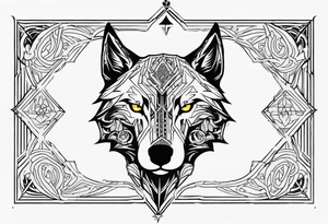 a wolf revealing its skull inspired by elden ring in sigil style tattoo idea