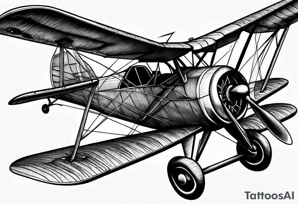 sketch of adventure plane in perspective from the bottom tattoo idea