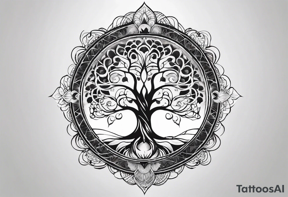 tree of life, infinity, chakras, lotus, mandala tattoo idea