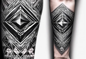 Forearm sleeve with empty diamond in the middle for men. tattoo idea