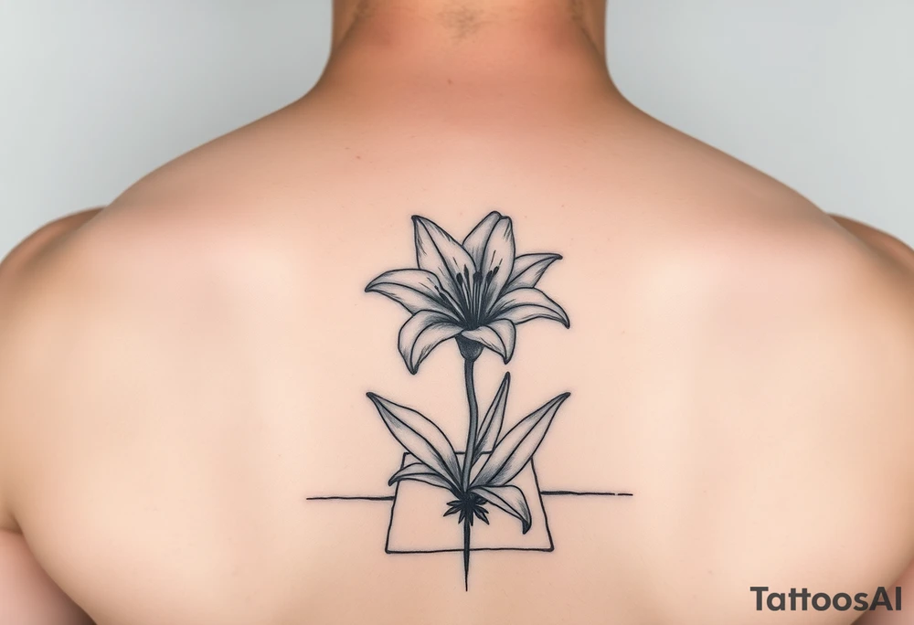 lily coming up out of the tile floor tattoo idea