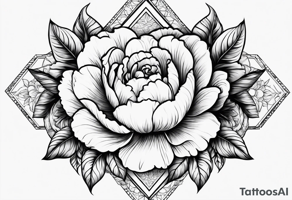 Peonies roses celestial shapes triangle long tattoo idea Peonies roses celestial shapes triangle long tattoo idea