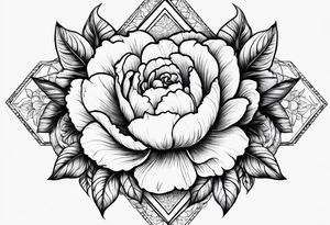 Peonies roses celestial shapes triangle long tattoo idea
