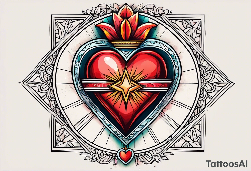 sacred heart vintage traditional tattoo tattoo idea