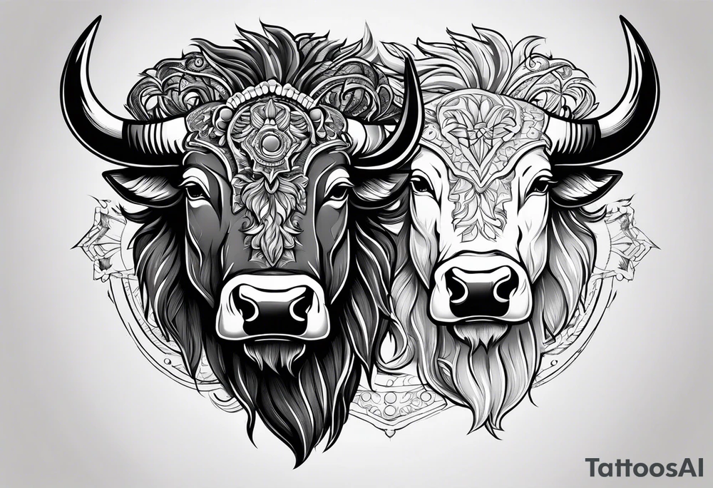 Bison head outline tattoo idea