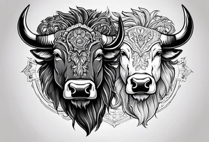 Bison head outline tattoo idea