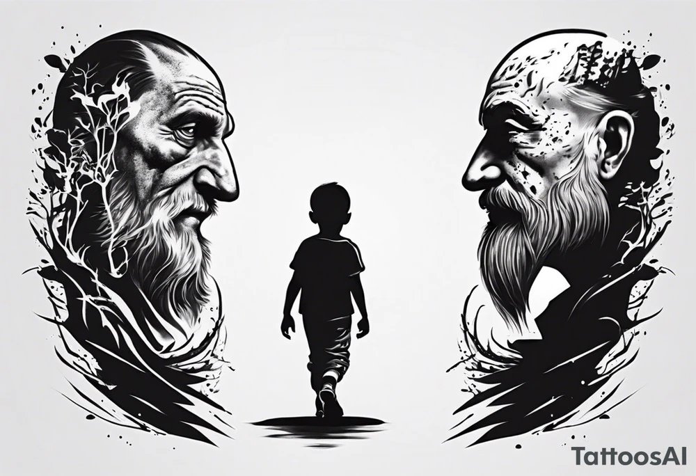 Father and son walking side by side tattoo idea Father and son walking side by side tattoo idea