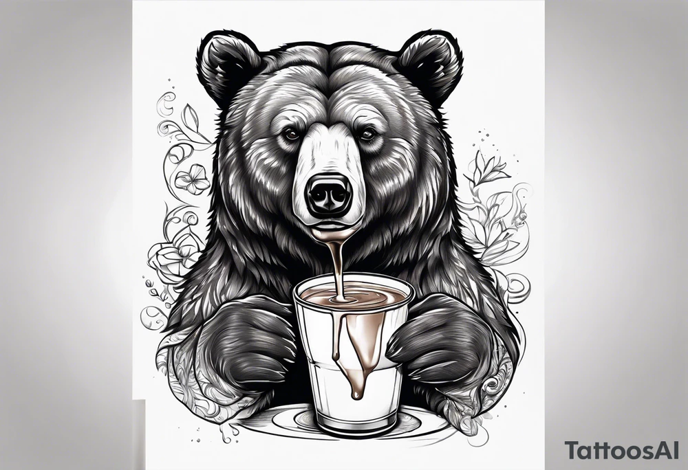 A bear drinking chocolate milk tattoo idea