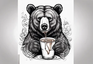 A bear drinking chocolate milk tattoo idea