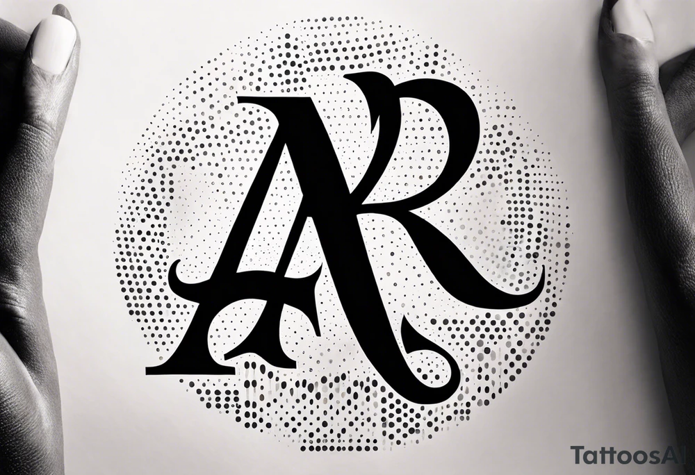 The letters AR together with the words always ready going down the side of the letters tattoo idea