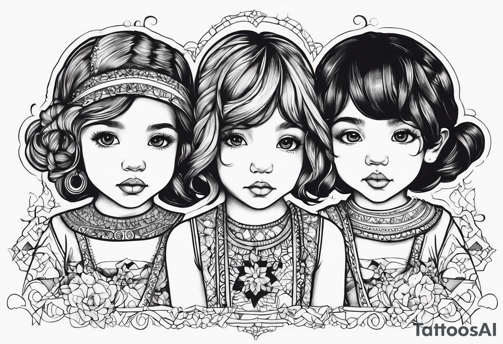 3 little Girls playing tattoo idea