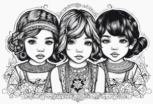 3 little Girls playing tattoo idea