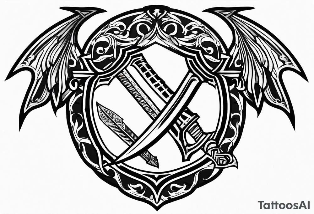 Valhalla fire sword shield tattoo idea