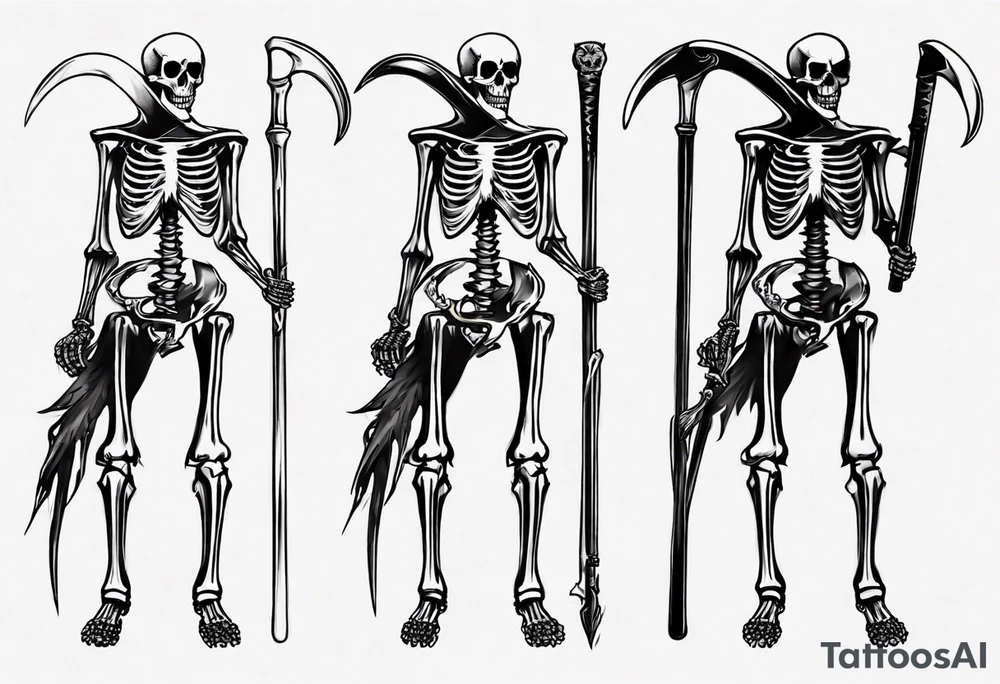 Skeleton with scythe death tattoo idea