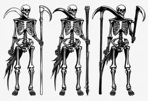 Skeleton with scythe death tattoo idea