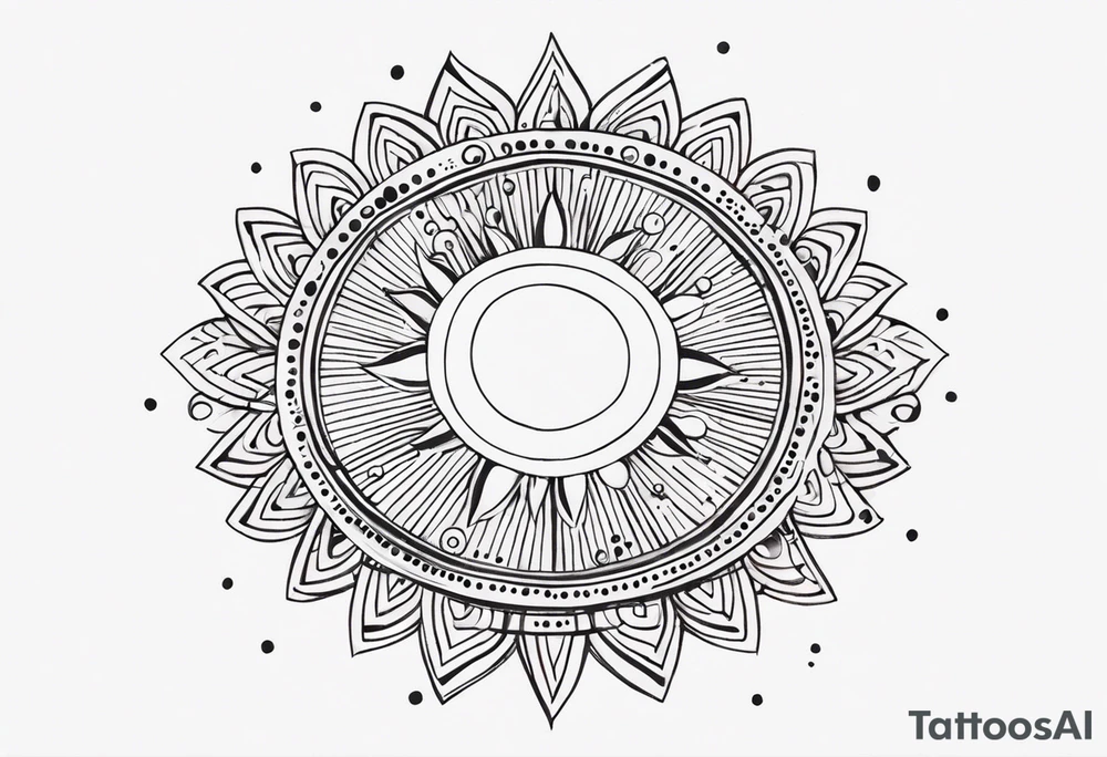 simple sun made of black dots and circles tattoo idea