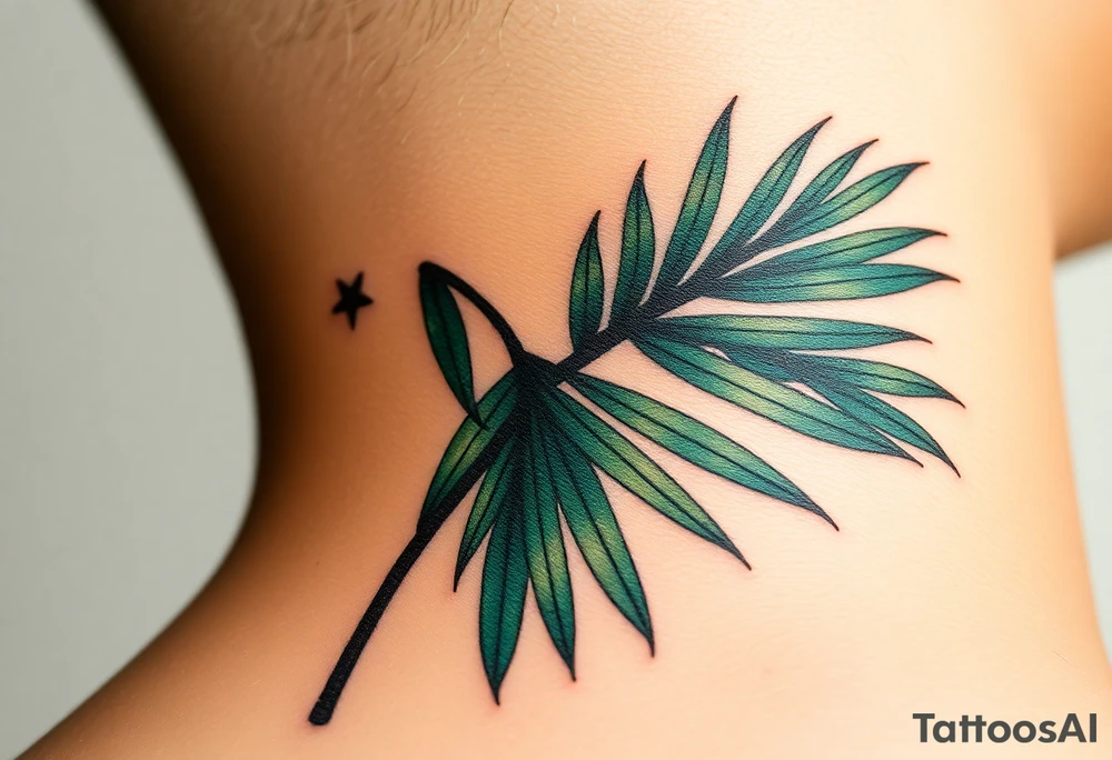 realistic large woven palm leaves tattoo idea