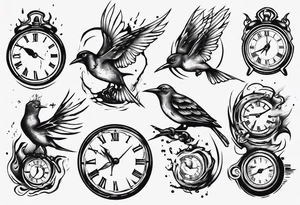 bird destroys the clock tattoo idea