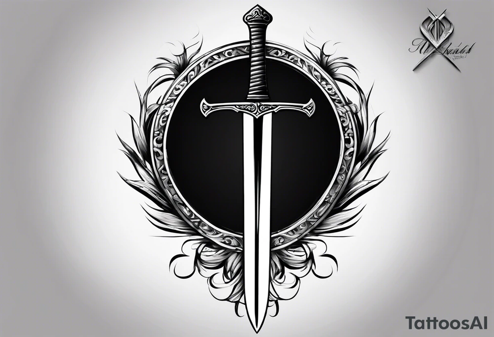 A single vertical sword with empty background tattoo idea A single vertical sword with empty background tattoo idea