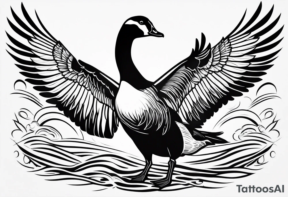 flying canadian goose tattoo idea