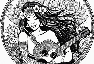 vahine who dance with ukulele tattoo idea