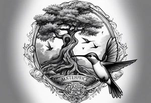 Oak tree and humming bird tattoo idea