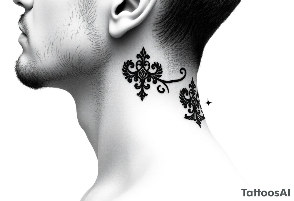 Traditional Russian orthodox design on the side of neck tattoo idea