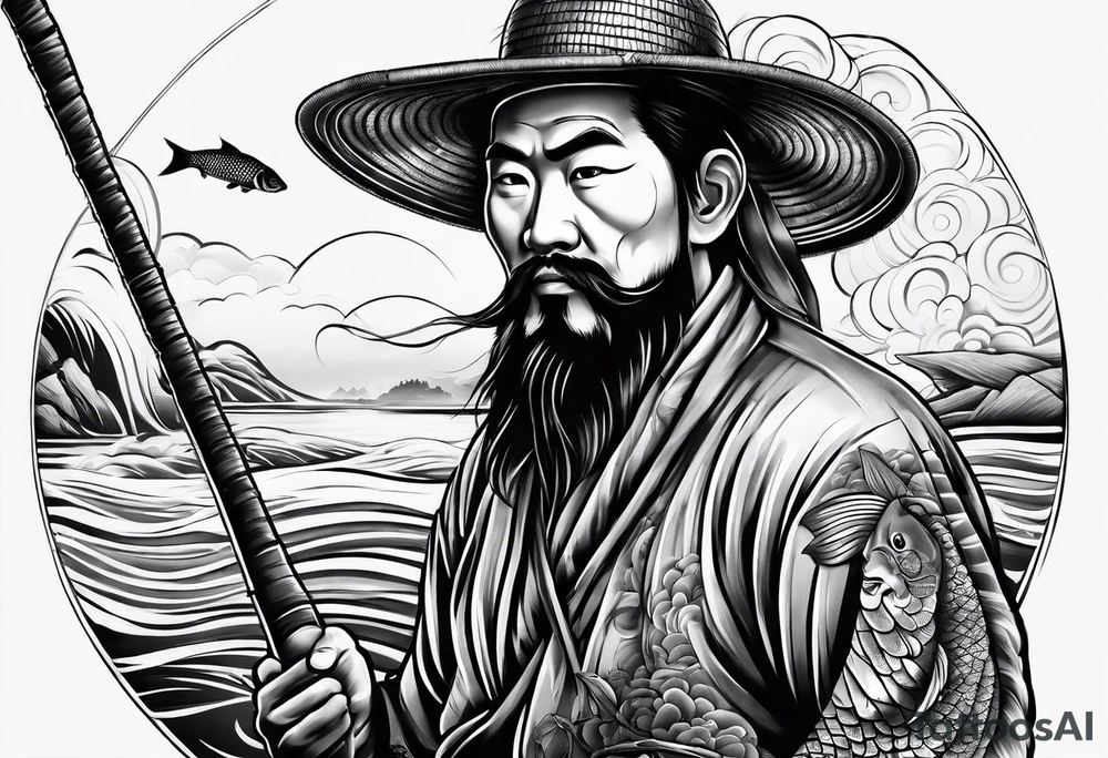 asian fisherman tattoo idea