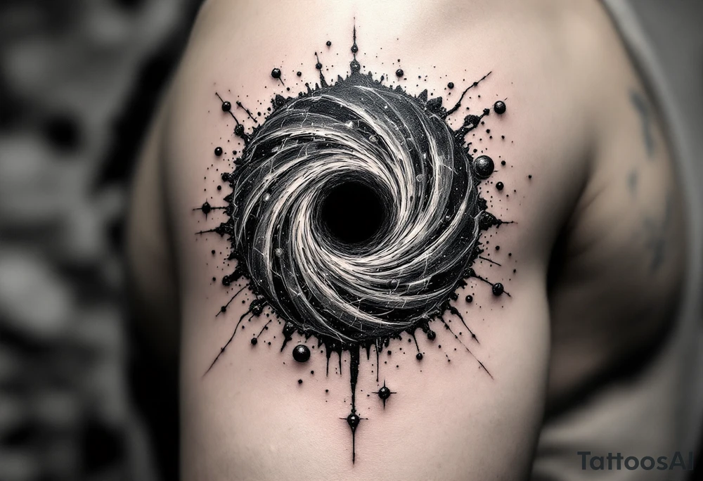 A parralel universe centered by a black hole tattoo idea