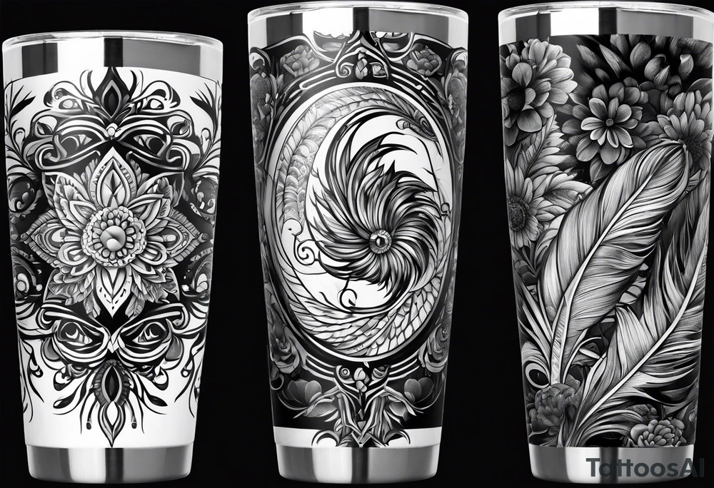 20 oz tumbler, personalized, fantasia, floral , dreamscape, feathers, Cheshire, the wrong Alice tattoo idea