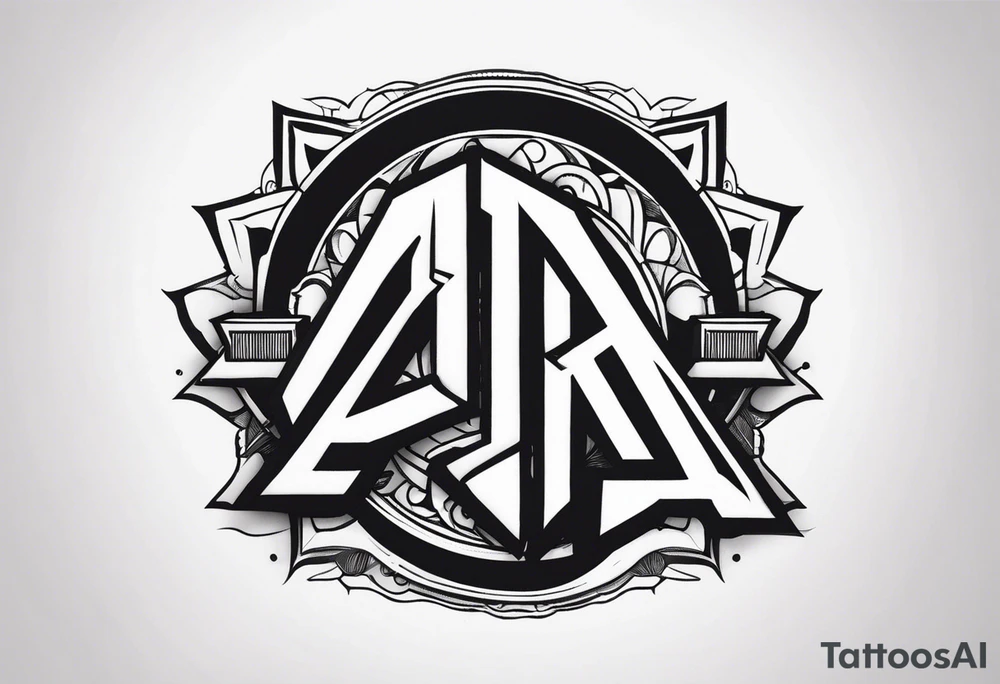 the letters A R in the middle of a ninja headband tattoo idea