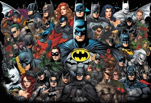 Batman collage for arm sleeve including villains tattoo idea