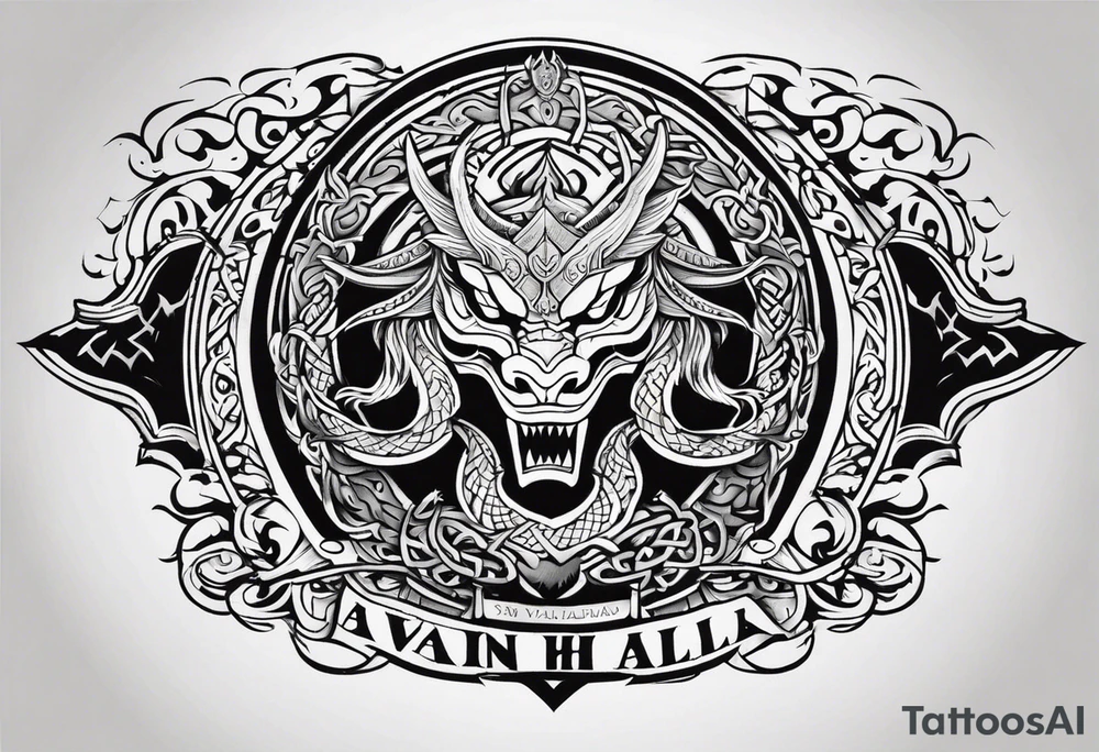 Valhalla sword shield viking ship dragon head tattoo idea Valhalla sword shield viking ship dragon head tattoo idea