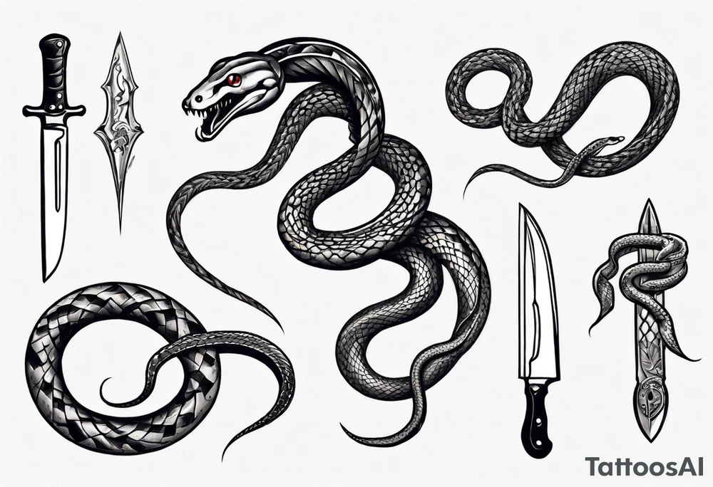 A snake wrapping a knife (old school style) tattoo idea A snake wrapping a knife (old school style) tattoo idea