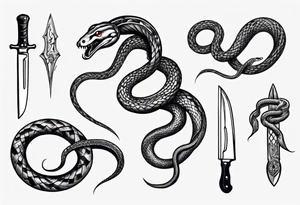 A snake wrapping a knife (old school style) tattoo idea