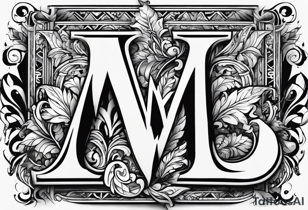 the letter M with the letter G hidden tattoo idea