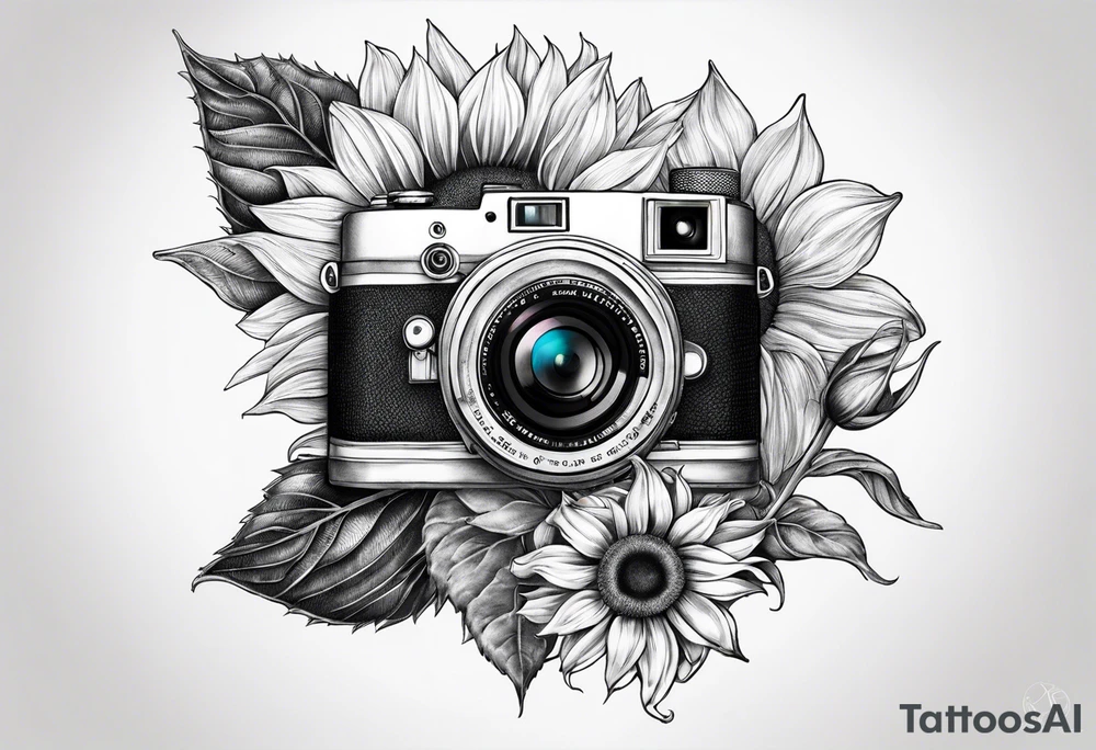 sunflower, camera, fish, tattoo idea