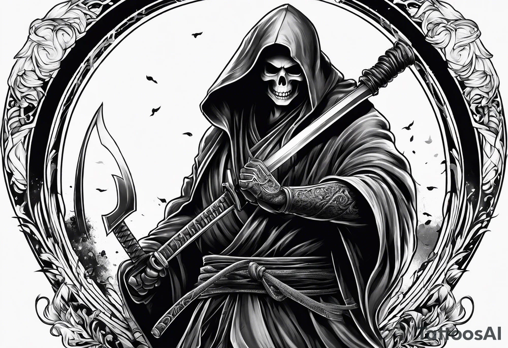 Katana and grim reaper tattoo idea