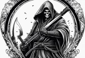 Katana and grim reaper tattoo idea