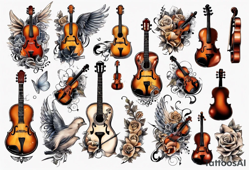 ACOUSTIC GUITAR AND VIOLIN tattoo idea