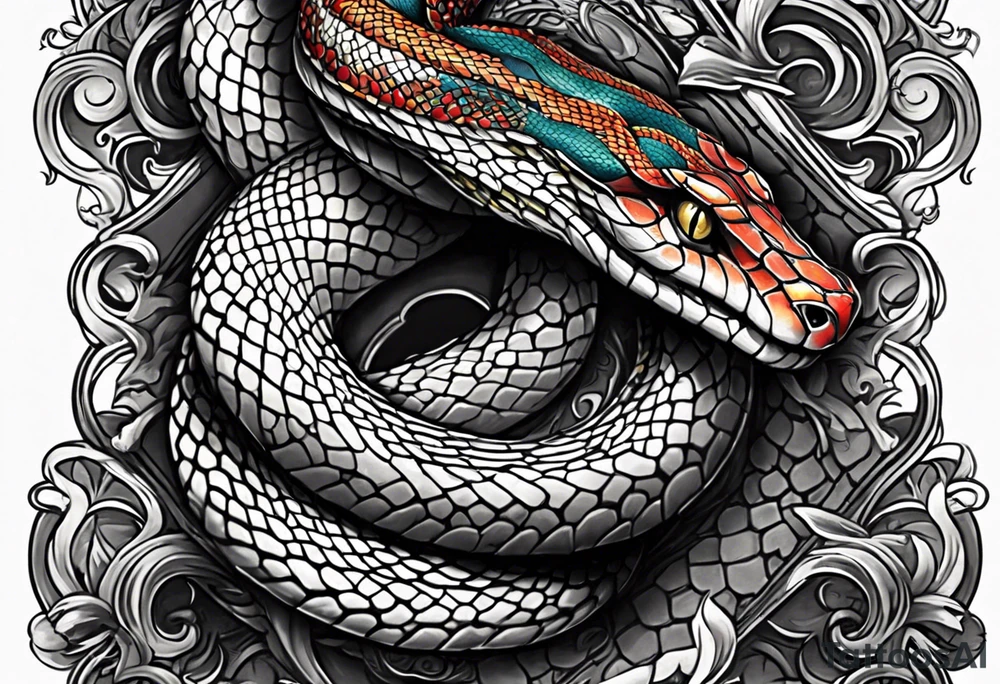 Snake wrapped on a cross tattoo idea