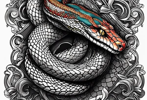Snake wrapped on a cross tattoo idea
