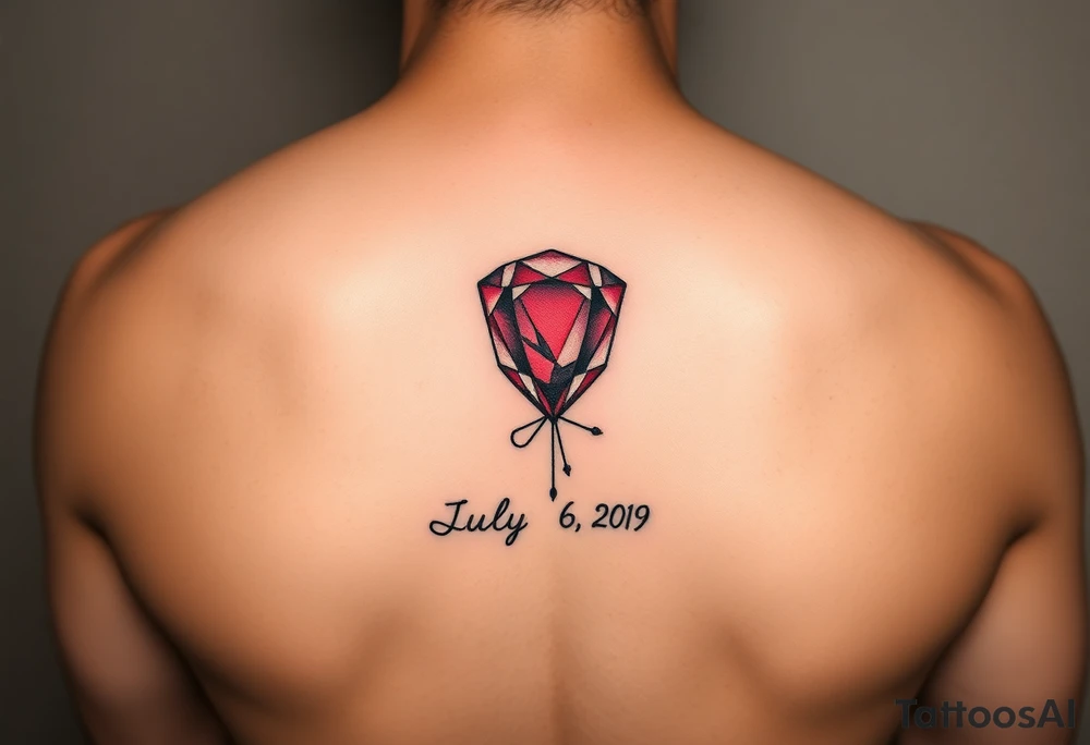 Ruby gemstone with the birthday July 6, 2019 to fit on lower ankle tattoo idea