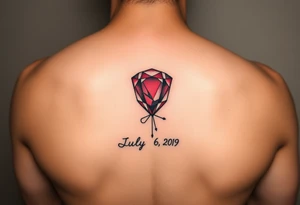 Ruby gemstone with the birthday July 6, 2019 to fit on lower ankle tattoo idea