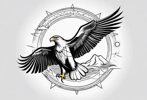 an eagle and a sun tattoo idea