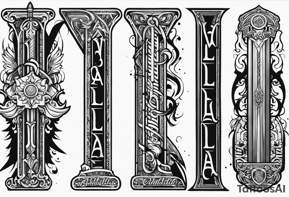 Valhalla  steps sword tattoo idea