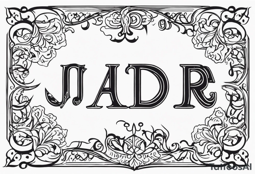 Spell out “wanderlust” with the initials “jda” in the middle. Whimsical font tattoo idea