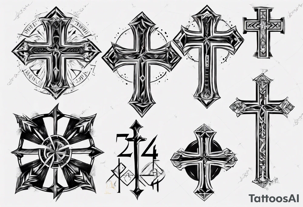 Cross with the number 4 tattoo idea