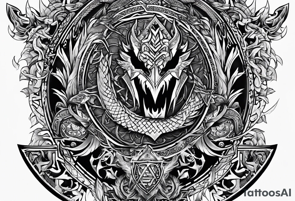 Valhalla sword shield long shipdragon axe Valknut tattoo idea