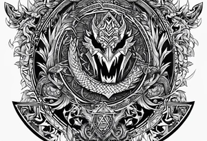Valhalla sword shield long shipdragon axe Valknut tattoo idea